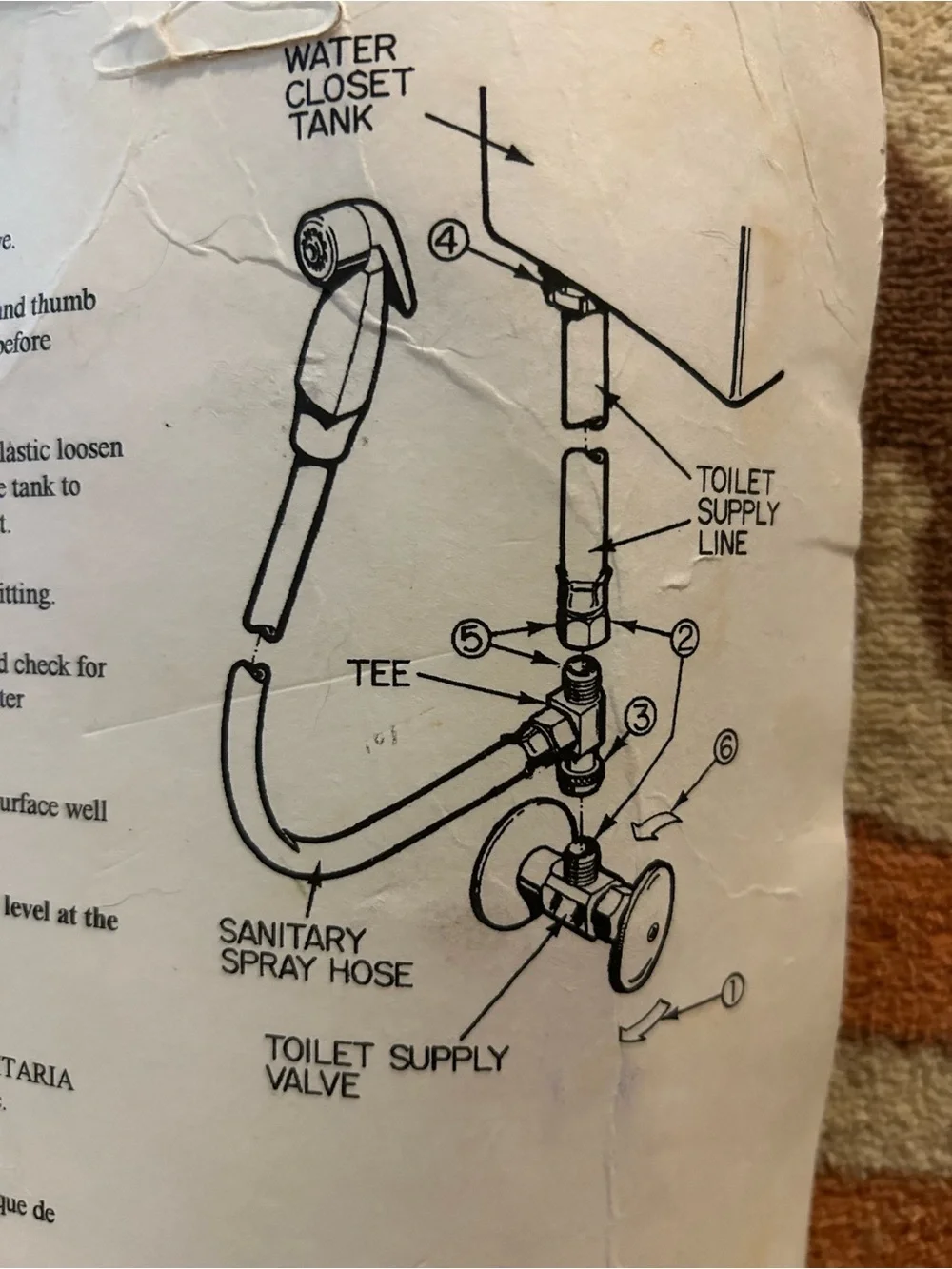 Sanitary Spray Hose / Handheld Bidet Diagram Print